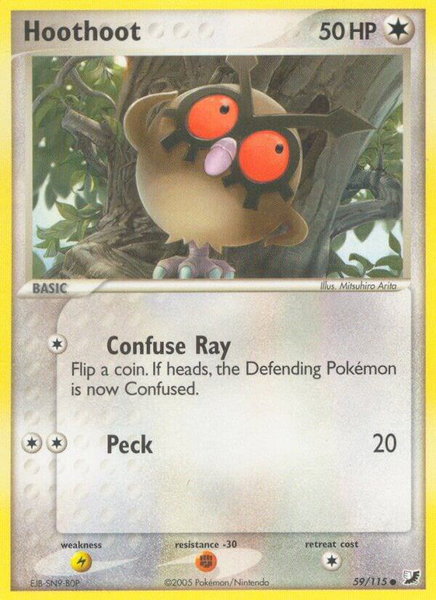 Hoothoot trading card from Unseen Forces Hoothoot - Unseen Forces Pokémon trading card