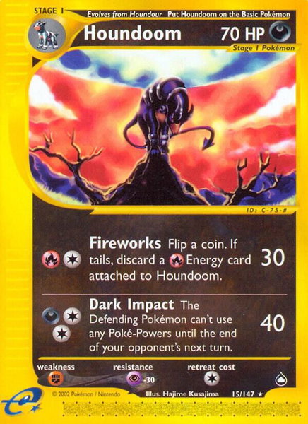 Houndoom (15) - Aquapolis Pokémon trading card