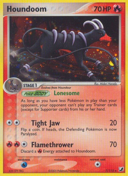 Houndoom trading card from Unseen Forces Houndoom - Unseen Forces Pokémon trading card