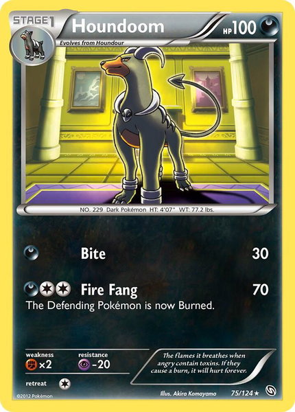 Houndoom trading card from Dragons Exalted Houndoom - Dragons Exalted Pokémon trading card