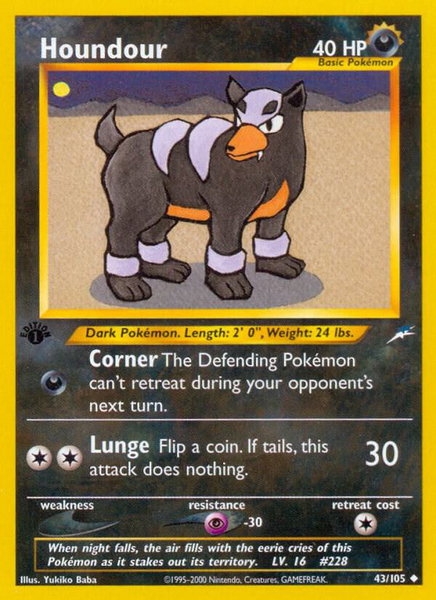 Houndour trading card from Neo Destiny Houndour - Neo Destiny Pokémon trading card