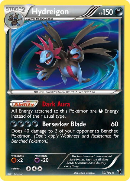 Hydreigon trading card from Noble Victories Hydreigon - Noble Victories Pokémon trading card