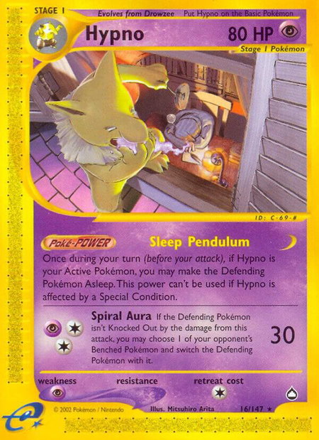 Hypno - Aquapolis Pokémon trading card