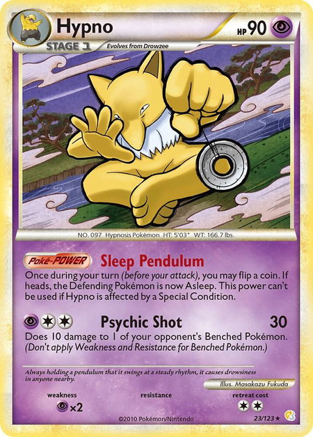 Hypno - HeartGold SoulSilver Pokémon trading card
