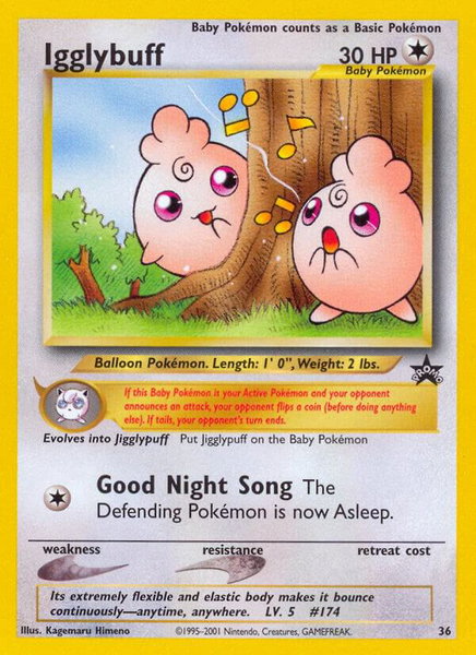 Igglybuff trading card from WoTC Promo Igglybuff - WoTC Promo Pokémon trading card