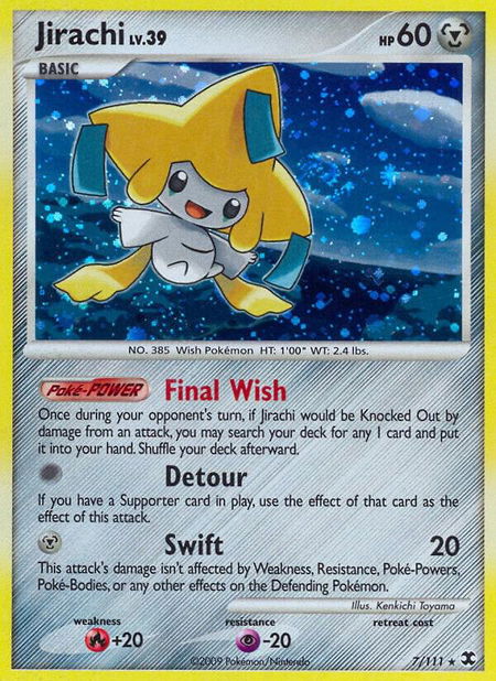 Jirachi trading card from Rising Rivals Jirachi - Rising Rivals Pokémon trading card
