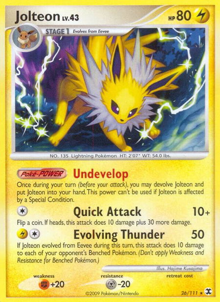 Jolteon trading card from Rising Rivals Jolteon - Rising Rivals Pokémon trading card