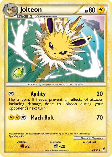 Jolteon trading card from Call of Legends Jolteon - Call of Legends Pokémon trading card
