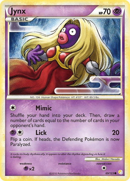 Jynx trading card from HeartGold SoulSilver Jynx - HeartGold SoulSilver Pokémon trading card