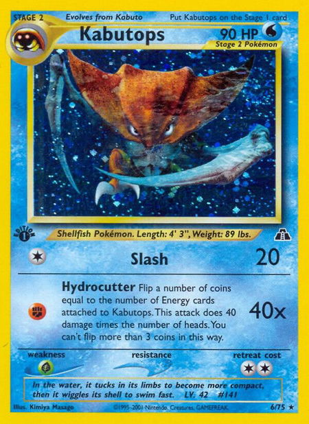 Kabutops (6) - Neo Discovery Pokémon trading card