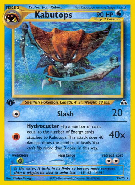 Kabutops (25) - Neo Discovery Pokémon trading card