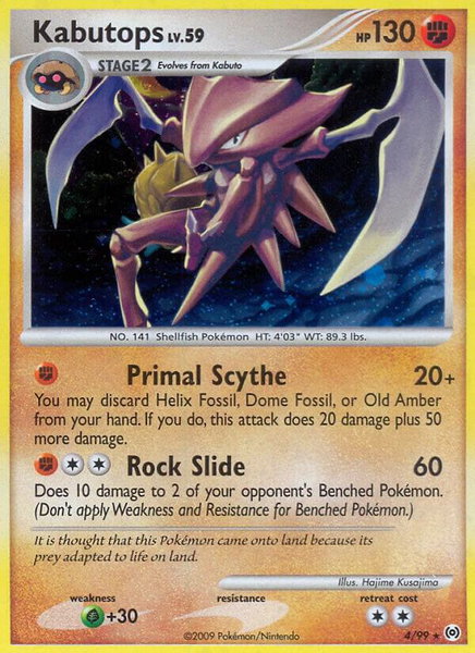 Kabutops trading card from Arceus Kabutops - Arceus Pokémon trading card