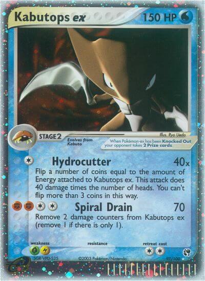 Kabutops ex trading card from Sandstorm Kabutops ex - Sandstorm Pokémon trading card