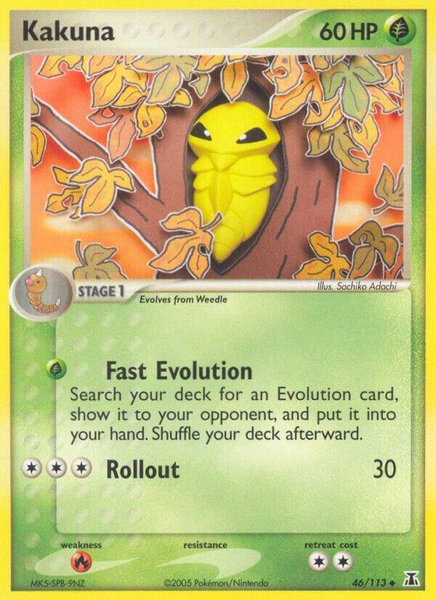 Kakuna trading card from Delta Species Kakuna - Delta Species Pokémon trading card