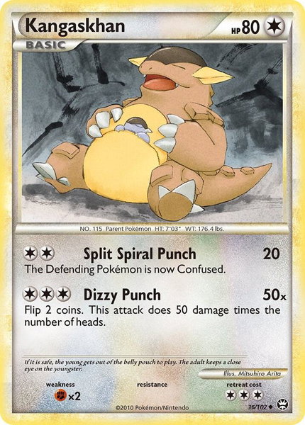 Kangaskhan trading card from Triumphant Kangaskhan - Triumphant Pokémon trading card