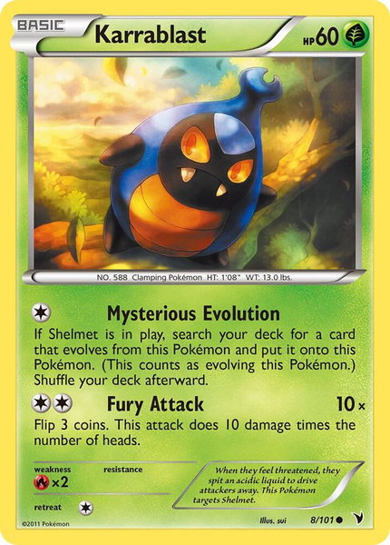Karrablast trading card from Noble Victories Karrablast - Noble Victories Pokémon trading card