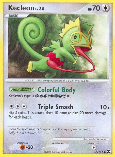 Kecleon trading card from Rising Rivals Kecleon - Rising Rivals Pokémon trading card