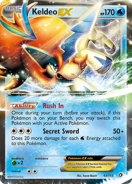 Keldeo EX trading card from Legendary Treasures Keldeo EX - Legendary Treasures Pokémon trading card