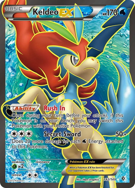 Keldeo EX (142 Full Art) trading card from Boundaries Crossed Keldeo EX (142 Full Art) - Boundaries Crossed Pokémon trading card