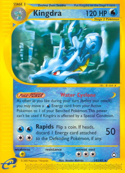 Kingdra (19) - Aquapolis Pokémon trading card