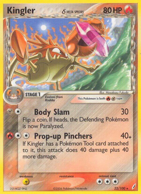 Kingler (Delta Species) trading card from Crystal Guardians Kingler (Delta Species) - Crystal Guardians Pokémon trading card