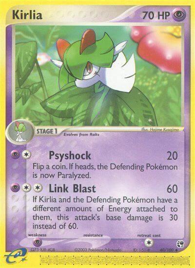 Kirlia trading card from Sandstorm Kirlia - Sandstorm Pokémon trading card
