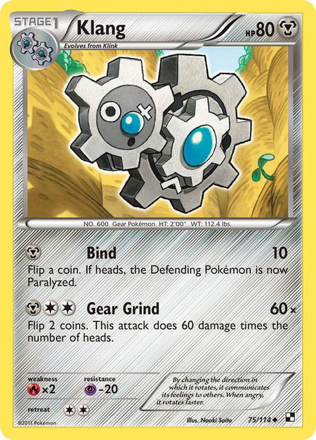 Klang trading card from Black and White Klang - Black and White Pokémon trading card
