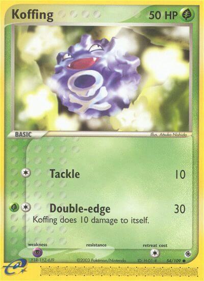 Koffing trading card from Ruby and Sapphire Koffing - Ruby and Sapphire Pokémon trading card