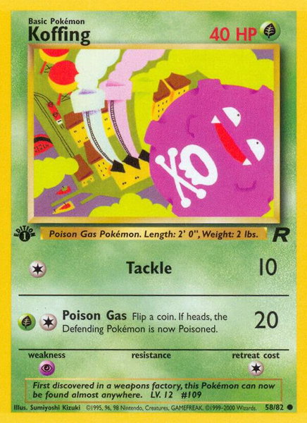 Koffing trading card from Team Rocket Koffing - Team Rocket Pokémon trading card