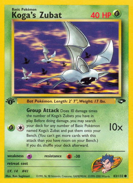 Koga's Zubat - Gym Challenge Pokémon trading card