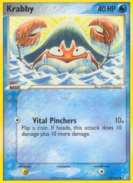 Krabby trading card from Crystal Guardians Krabby - Crystal Guardians Pokémon trading card