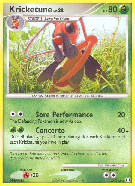 Kricketune - Mysterious Treasures Pokémon trading card