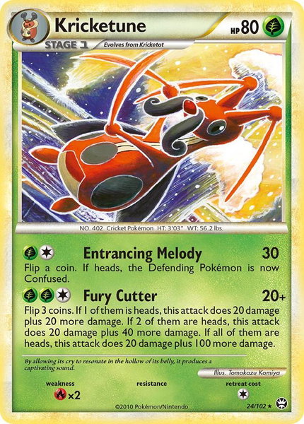 Kricketune trading card from Triumphant Kricketune - Triumphant Pokémon trading card