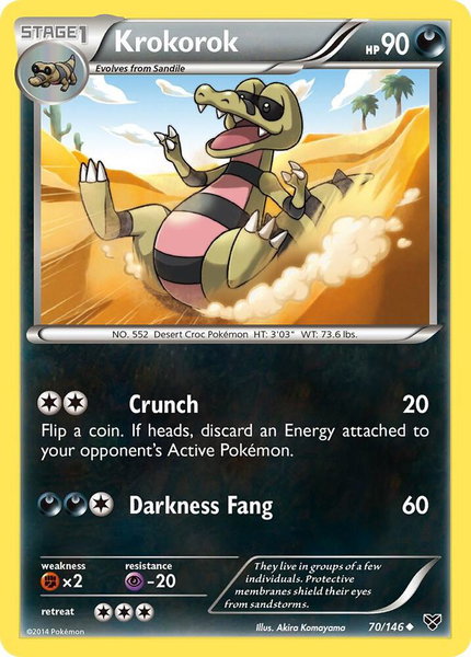 Krokorok trading card from XY Base Set Krokorok - XY Base Set Pokémon trading card