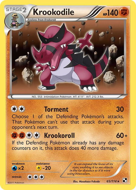 Krookodile trading card from Black and White Krookodile - Black and White Pokémon trading card