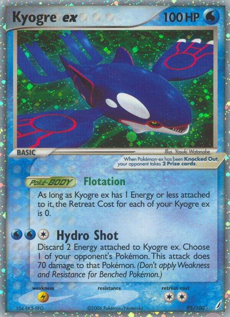 Kyogre ex trading card from Crystal Guardians Kyogre ex - Crystal Guardians Pokémon trading card