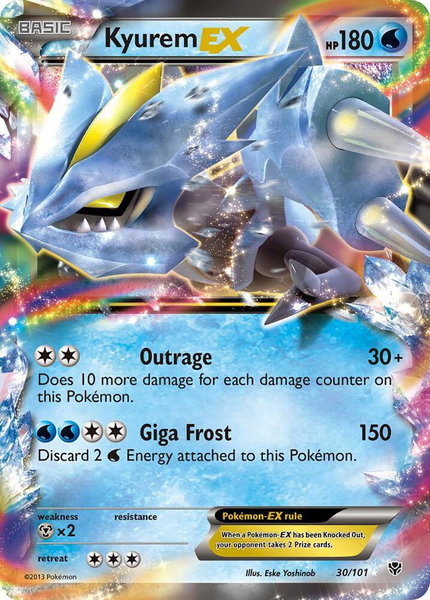 Kyurem EX trading card from Plasma Blast Kyurem EX - Plasma Blast Pokémon trading card