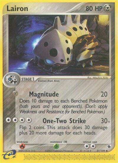 Lairon - 37/109 trading card from Ruby and Sapphire Lairon - 37/109 - Ruby and Sapphire Pokémon trading card