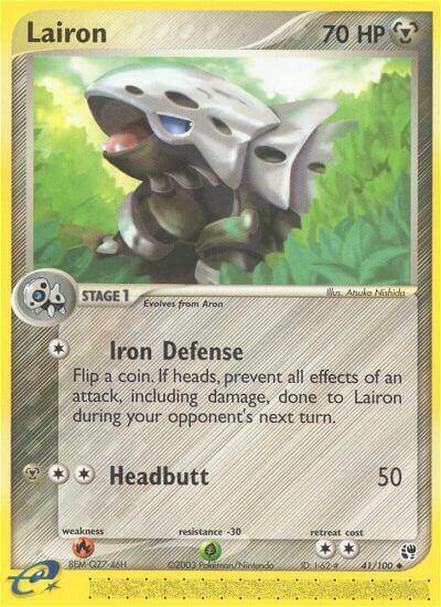 Lairon trading card from Sandstorm Lairon - Sandstorm Pokémon trading card