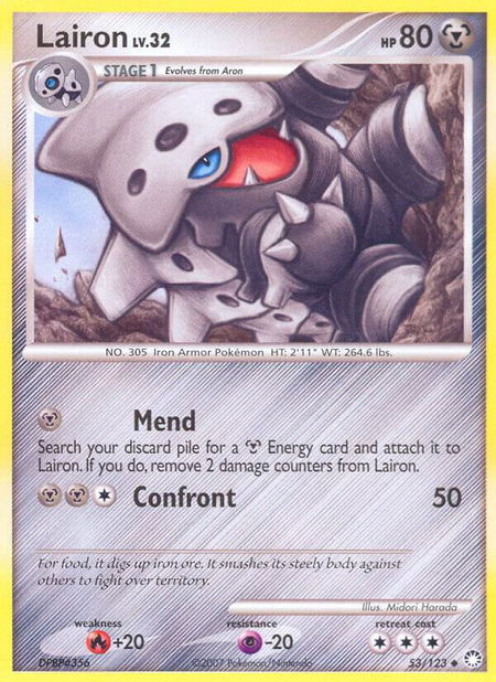 Lairon trading card from Mysterious Treasures Lairon - Mysterious Treasures Pokémon trading card
