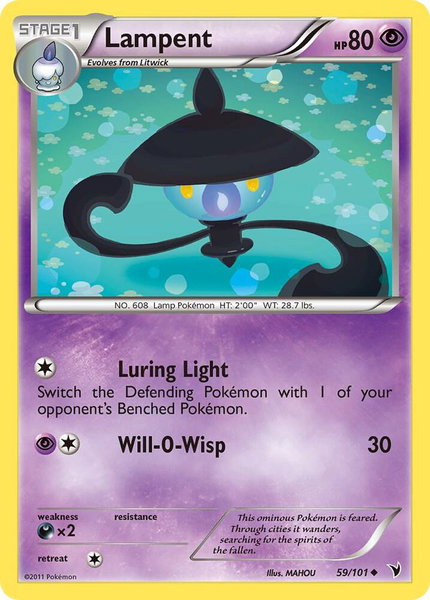 Lampent trading card from Noble Victories Lampent - Noble Victories Pokémon trading card
