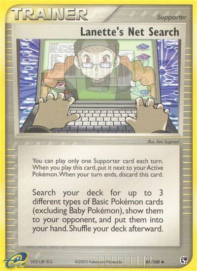 Lanette's Net Search trading card from Sandstorm Lanette's Net Search - Sandstorm Pokémon trading card
