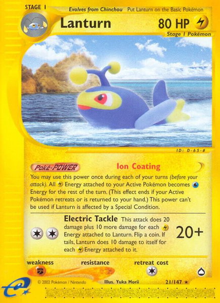 Lanturn (21) - Aquapolis Pokémon trading card
