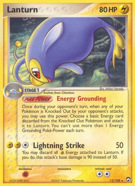 Lanturn trading card from Power Keepers Lanturn - Power Keepers Pokémon trading card