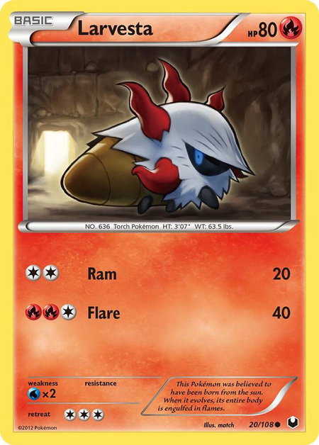 Larvesta (20) - Dark Explorers Pokémon trading card
