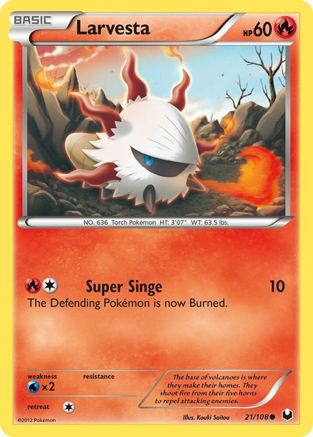 Larvesta (21) - Dark Explorers Pokémon trading card