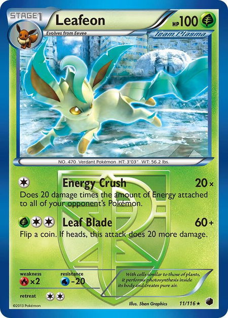Leafeon (Team Plasma) - Plasma Freeze Pokémon trading card