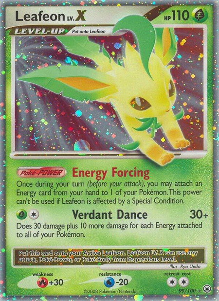 Leafeon LV.X trading card from Majestic Dawn Leafeon LV.X - Majestic Dawn Pokémon trading card