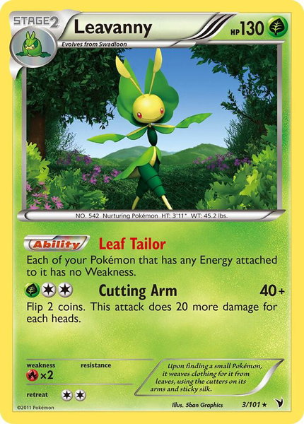 Leavanny trading card from Noble Victories Leavanny - Noble Victories Pokémon trading card