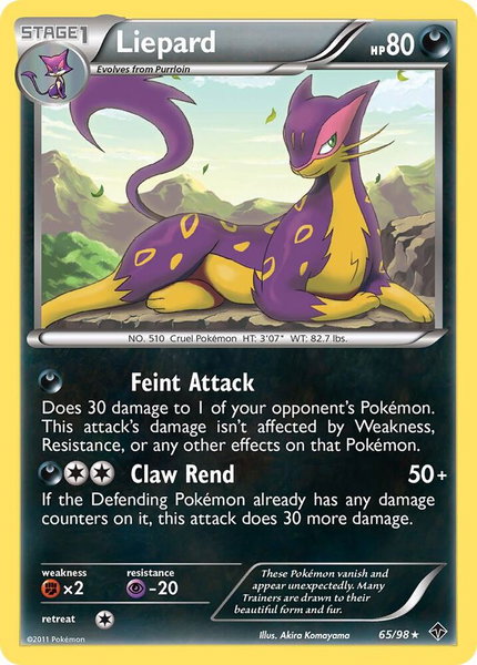 Liepard trading card from Emerging Powers Liepard - Emerging Powers Pokémon trading card